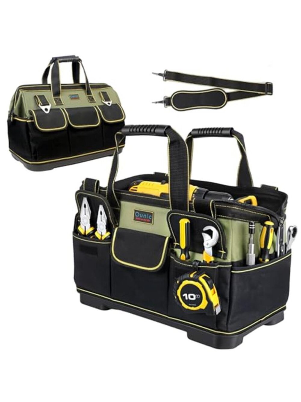 Heavy Duty Tool Bag 16Pocket Wide Mouth Waterproof Organizer With Shoulder Strap